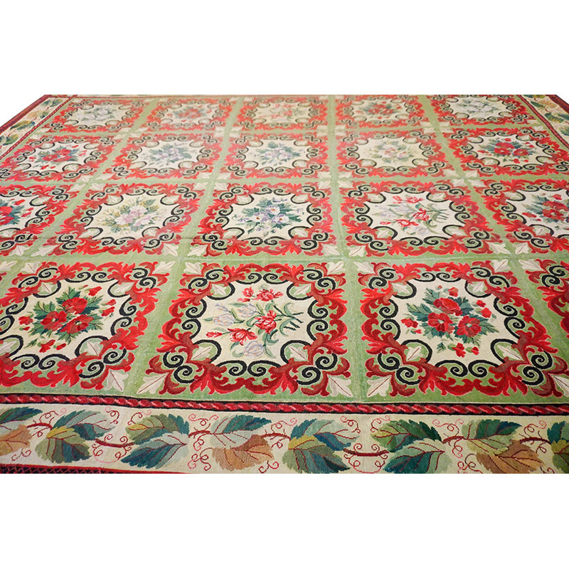 Tapis rouge rouge à motif floral tissé à plat