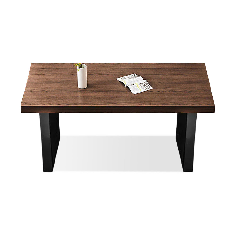 17 Stories Nut-Brown Rectangular Solid Wood + Iron Dining Table ...