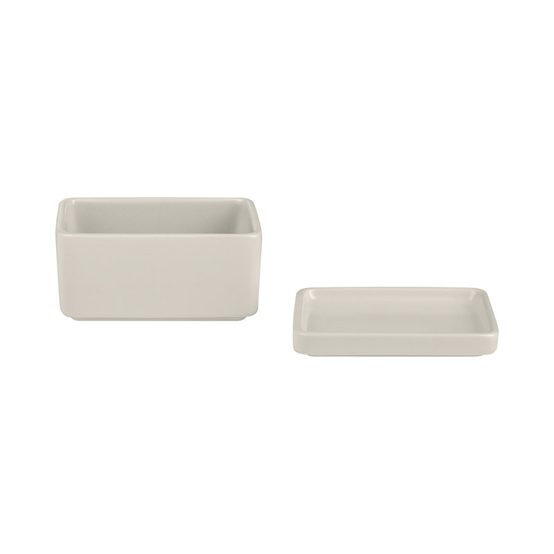 PILAR Stoneware Butter Dish Or Condiment/snack Server, Moonbeam