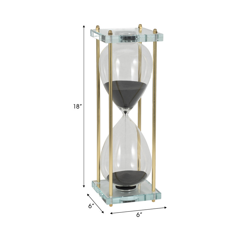Glass Reynolds Hourglass, Elegant Decorative Objects, Black