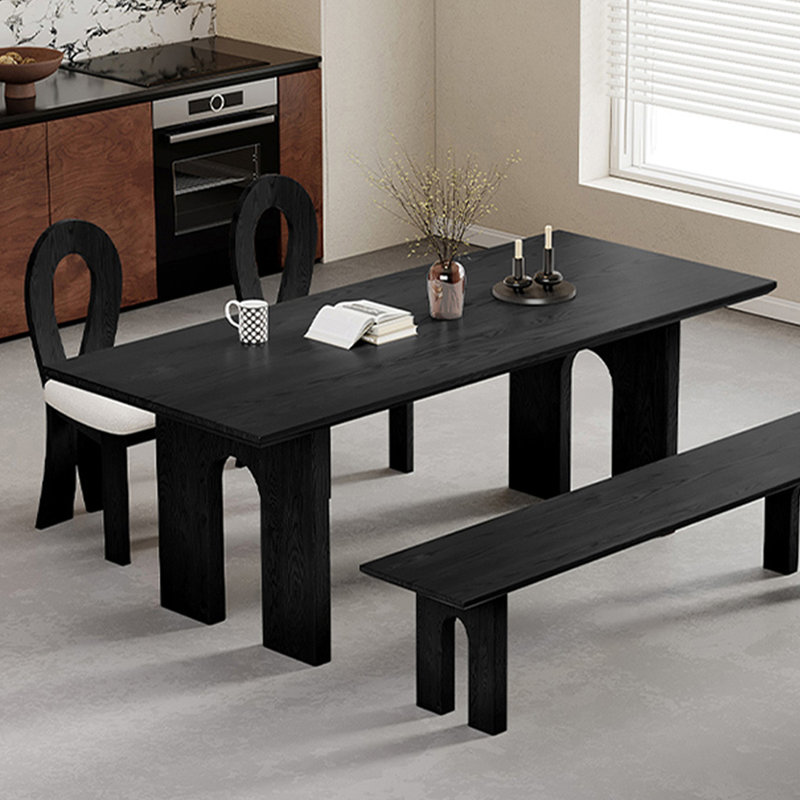 Table de salle à manger rectangulaire noire pour salle à manger / cuisine, H 29,53 po x L 62,99 po x l 27,56 po