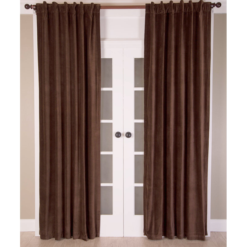 Solid 100% Cotton Velvet Room darkening Curtain Panel with Back Tabs for Bedroom, 51" W x 84" L, Espresso