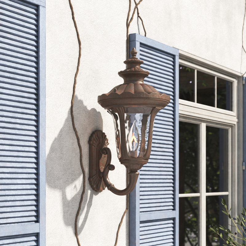 Lanterne murale d'extérieur 4 lumières Arelene, Bronze impérial, Ambre