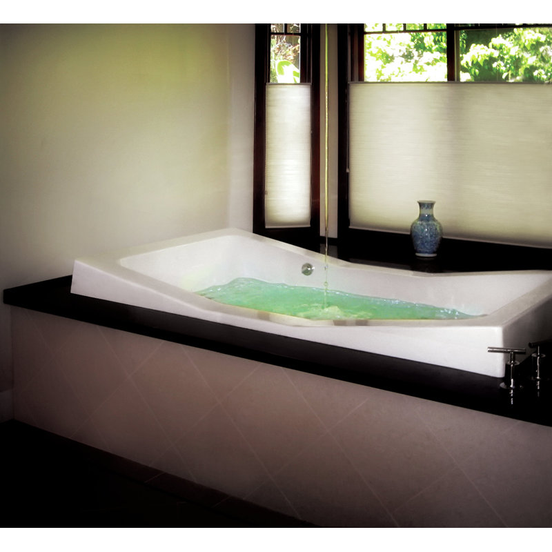 Danika 73'' L Soaking Bathtub, White, Polished Brass