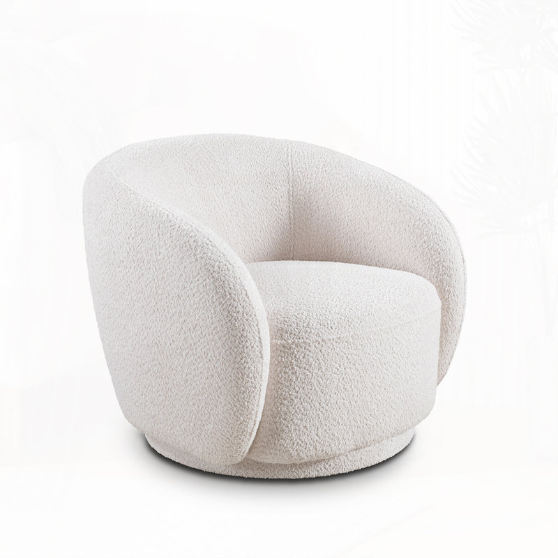 Fauteuil d'appoint pivotant rembourré Boucle, Blanc