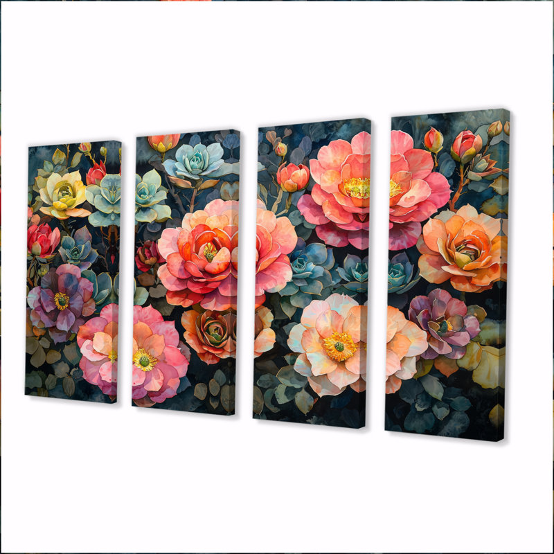Emily - Succulent Wall Art - Art mural sur toile, 4, H 28 po x l 48 po