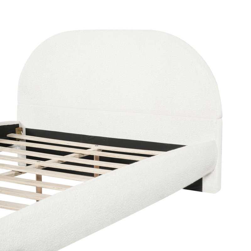 Lit plateforme tapissier avec tête de lit courbée Boucle, Grand lit