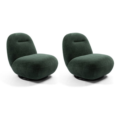 Grand fauteuil pivotant, fauteuil en velours fleur de glace pour la maison, style contemporain avec support et salon de luxe moderne à dossier serré facile à nettoyer de 2 pièces, rembourrage minimaliste en mousse haute confort