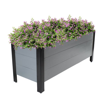 Roxey Acacia Wood Rectangular Raised Garden Bed Planter Box - 37" x 13" x 14.75" - Gray