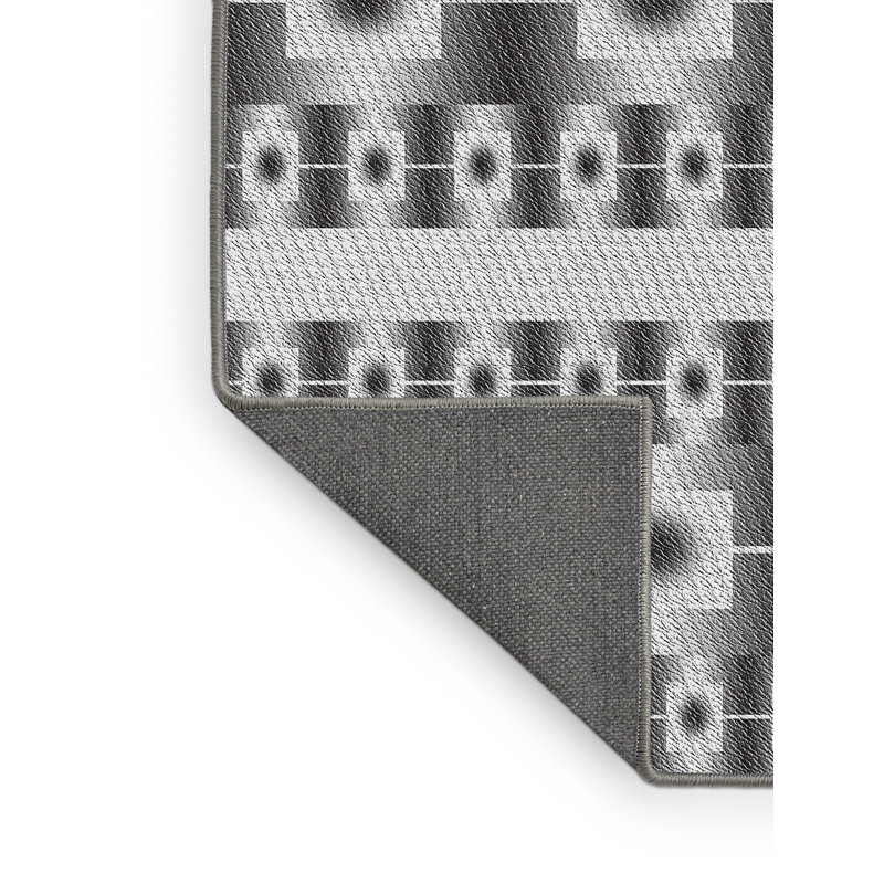 Tapis noir/blanc cassé tissé à la machine, Rectangle 8 pi x 10 pi