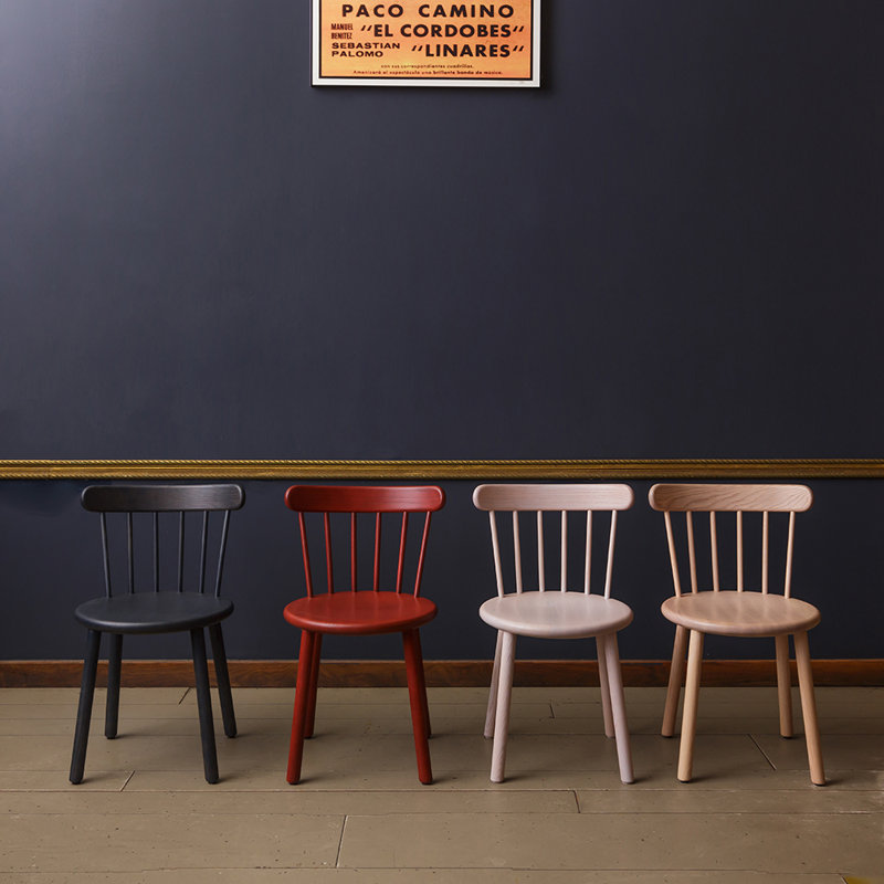 Ai Solid Wood Dining Chair, Japanese Red