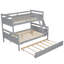 Lit simple superposé au dessus d'un lit double avec échelle, lit gigogne simple, barrière de sécurité
