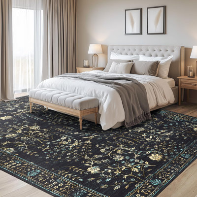 Area Rug for Living Room, Vintage Retro Boho Rug, Washable Non Slip & Low Pile Carpet for Living Room, Bedroom, Dining Room