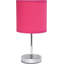  Mini lampe de table chromée avec abat-jour en tissu rose vif pour le bureau de la chambre à coucher-1788709875