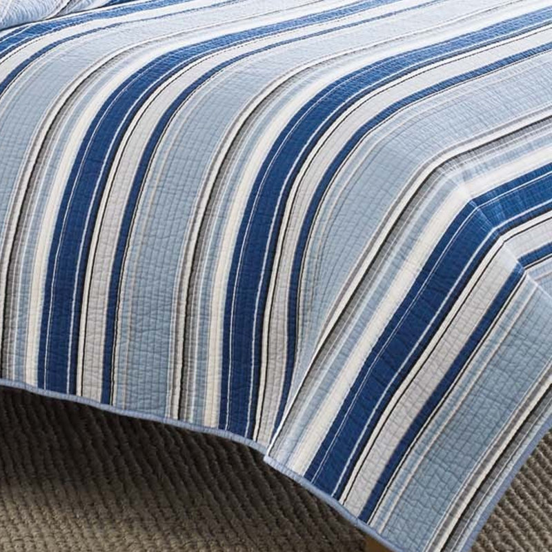 Stone Cottage Reversible Traditional Quilt Set, King Quilt + 2 King Shams, Blue