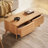 Corrigan Studio Mamtha Oak Coffee Table Modern 2-Drawer Oak Effect Table with Textured Slats and Adjustable Shelves