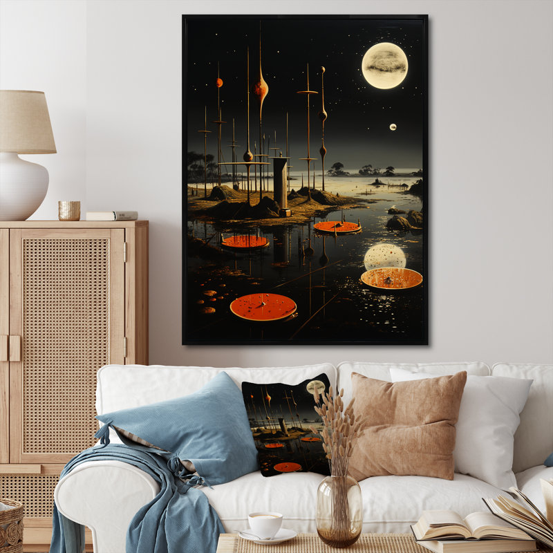 Paysage dans l'espace Liberté rêve II, Cadre flottant noir, H 32 po x l 24 po x P 1 po