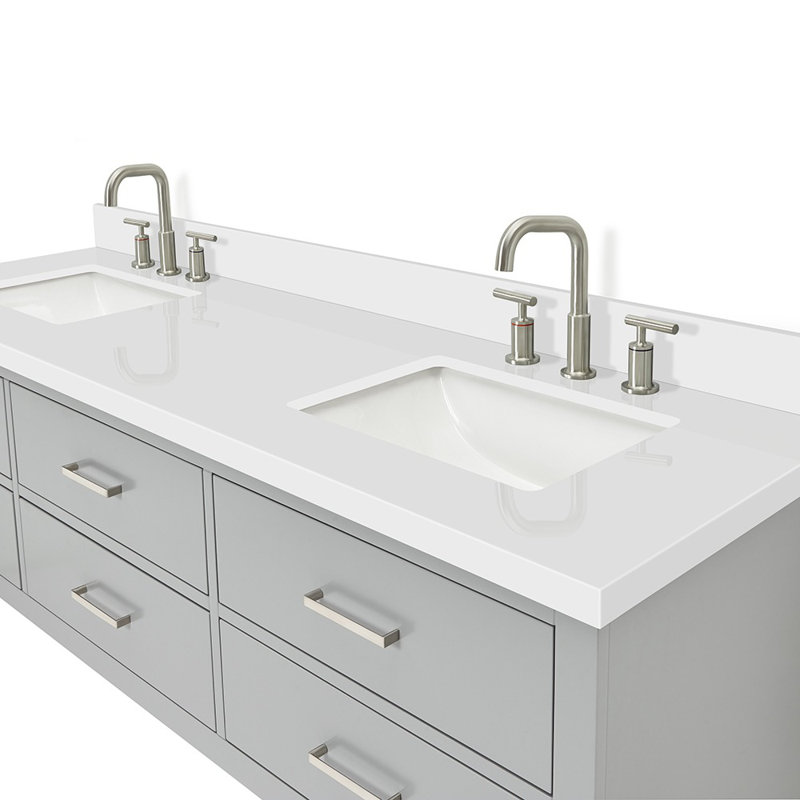 73'' W Double Vanity, Gray, Brushed Nickel, 61"