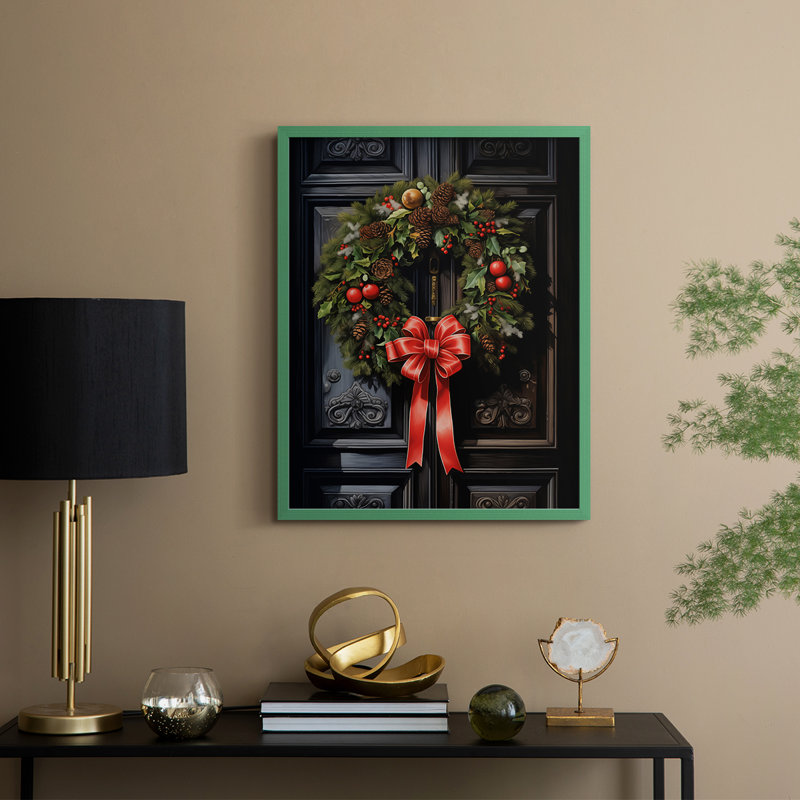 «Christmas Holiday Art DCLXII», reproduction d'art encadrée - bois massif, Vert, H 11 po x l 9 po