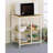 Rectangular Natural Brown And White Kitchen Cart, Shelf For Appliances, Storage With Shelves Wire , 4 Movable Piece Toaster Oven Shelf, Storage, Transportable, Contemporary