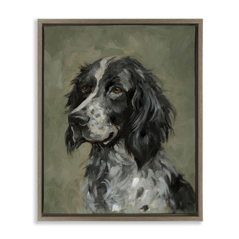 «Cocker Spaniel Portrait», art mural encadré par Victoria Barnes, H 21 po x l 17 po, Cadre flottant orme Montalcino