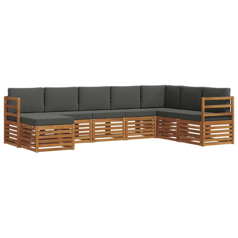  Ensemble de canapé 8 pièces en bois d'acacia massif naturel et anthracite