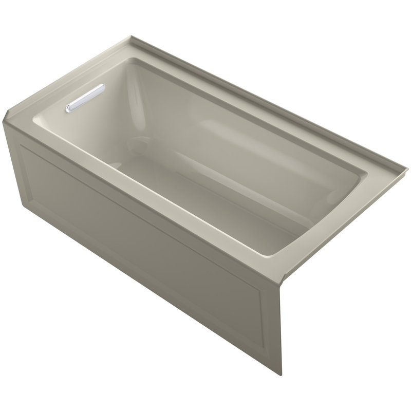 Archer Alcove Bath with Bask Heated Surface, Integral Apron, Tile Flange, Sandbar, Left