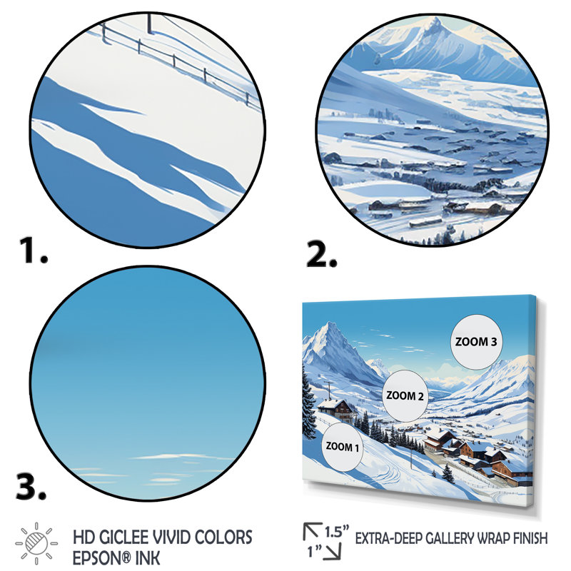 Alpinisme Solitude Winter Glow II - montagnes d'hiver, impressions sur toile, Cadre flottant noir, H 24 po x l 32 po x P 1 po