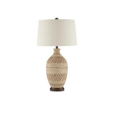 Faiyum Solid Wood; Terracotta Table Lamp