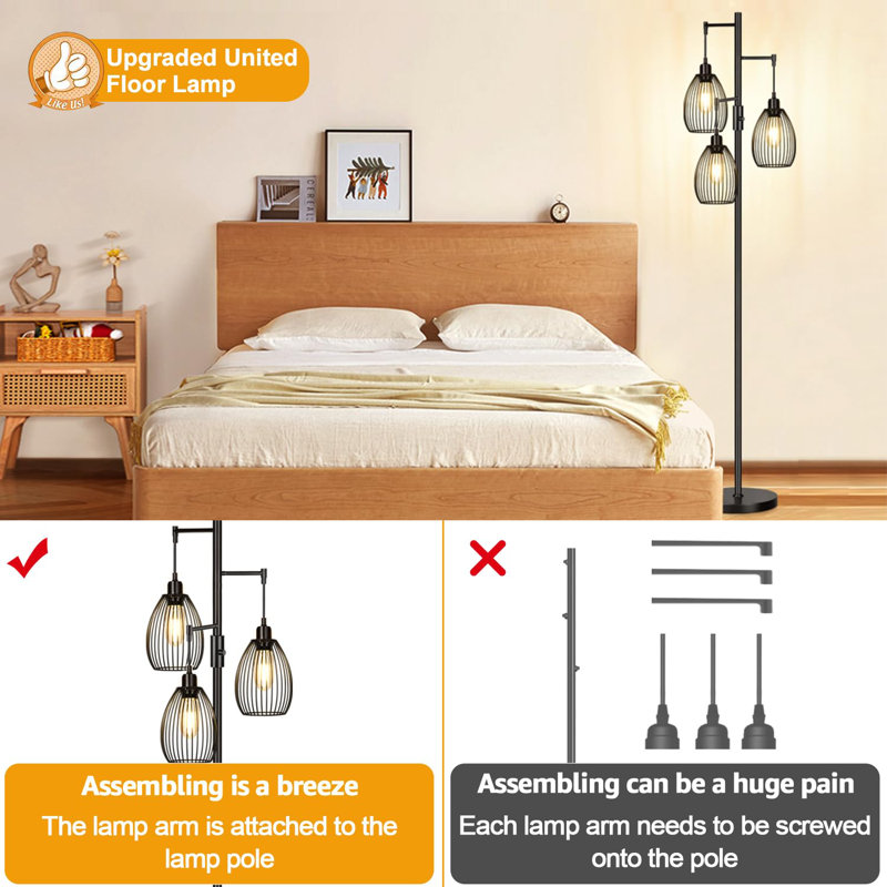 Bannerdown 68.02'' Tree Floor Lamp, Black