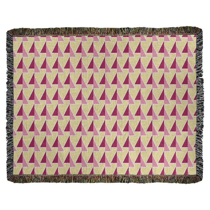 Couverture en coton tissé à flèches changeante, l 60 po x L 80 po, Rose/jaune