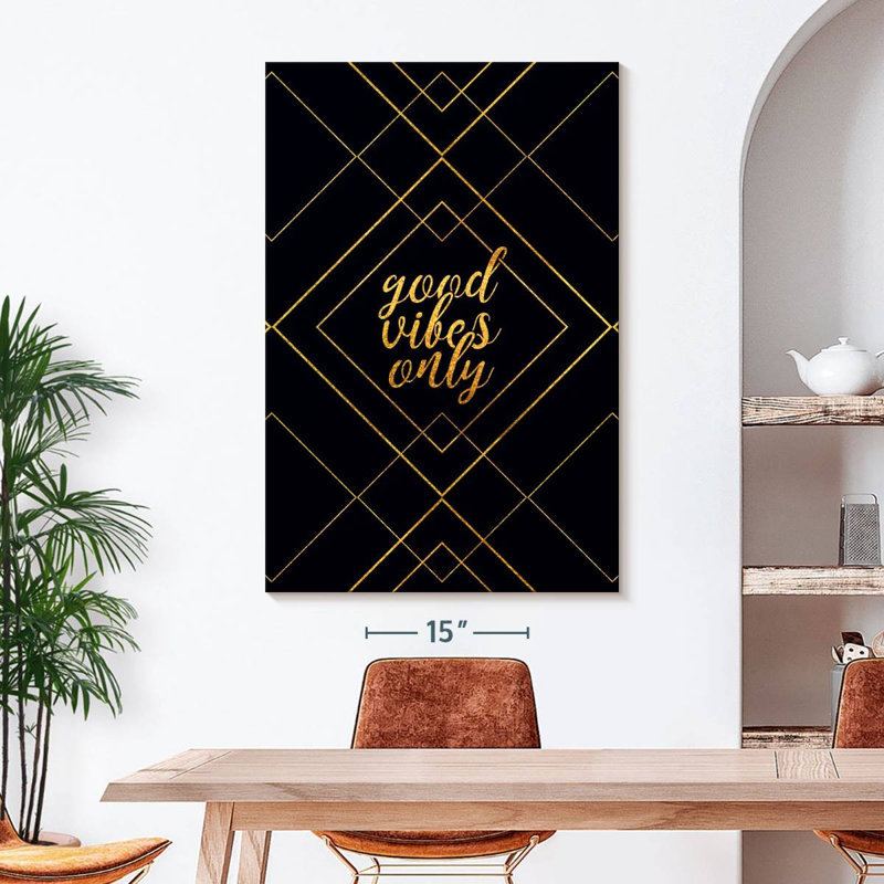 Good Vibes Happiness Quote - Impression sur toile tendue, H 48 po x l 32 po x P 1,25 po