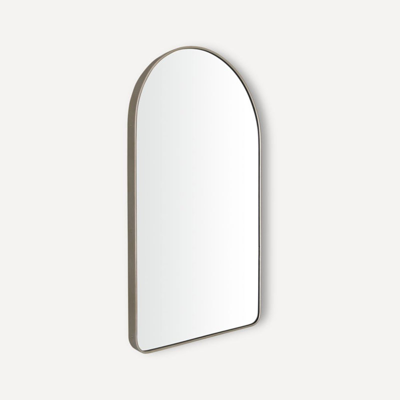 Miroir arqué en métal, Étain brossé