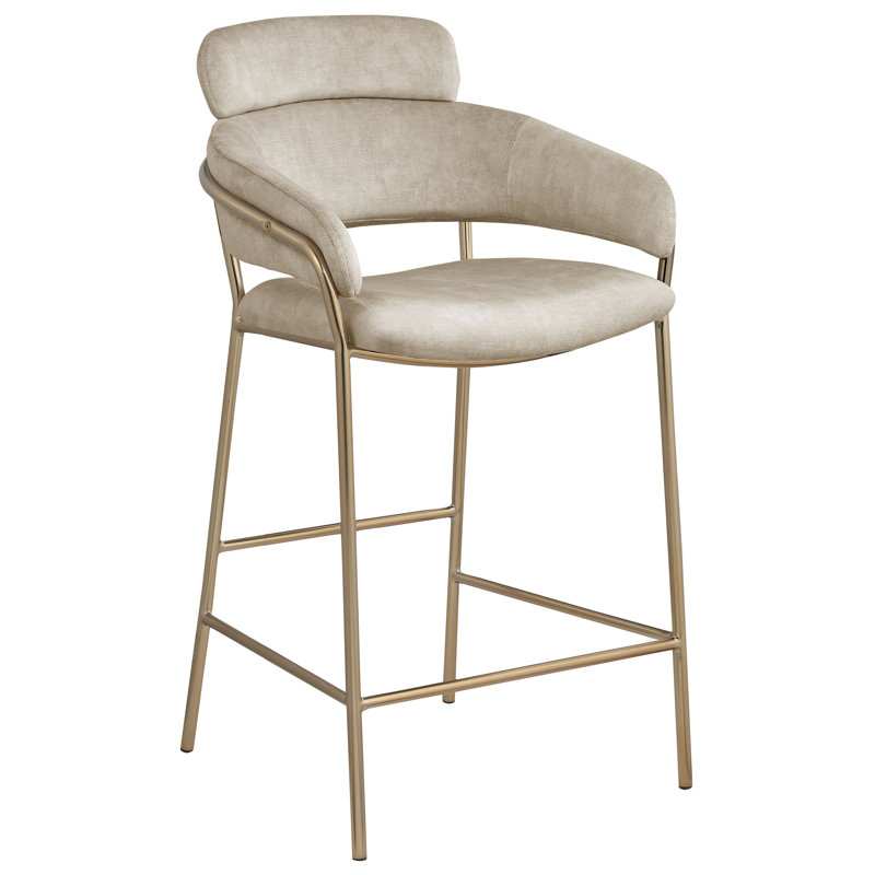 Izais Upholstered Counter Stool, Stone Velvet