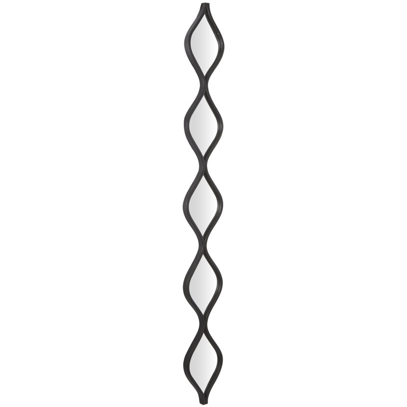 Metal Slim Stacked Chain 5 Layer Room Wall Mirror with Tear Drop Pattern and Foil Detailing, Black