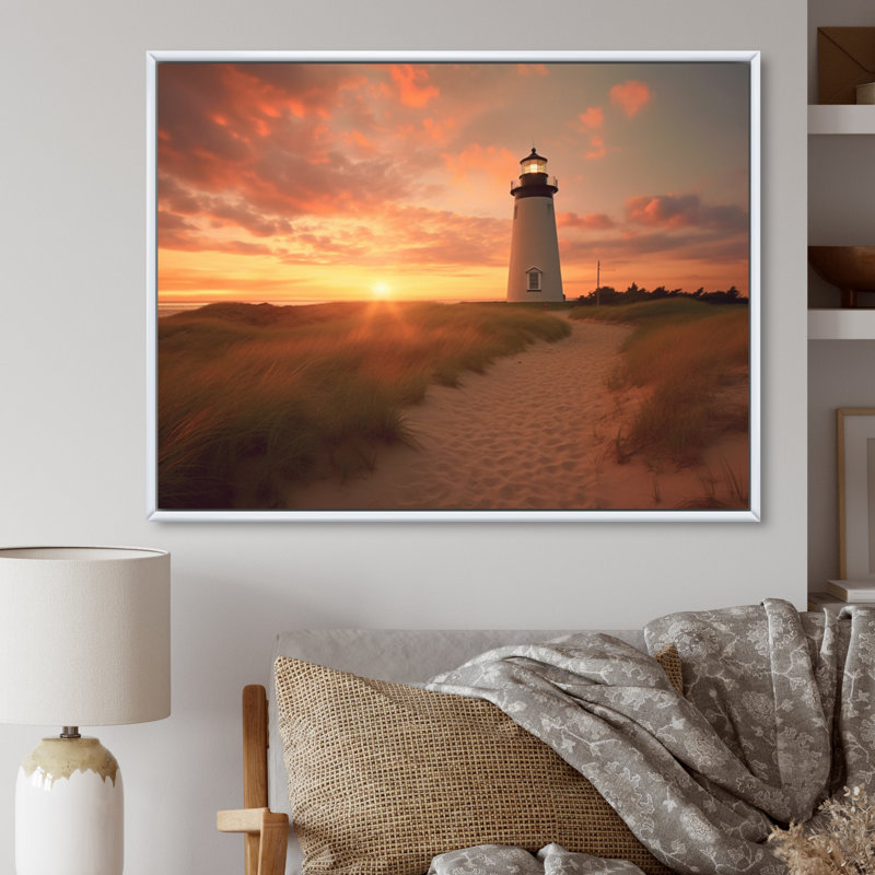 Coucher de soleil sur le Delaware, impression sur toile, H 34 po x l 44 po x P 1,5 po, Cadre flottant blanc