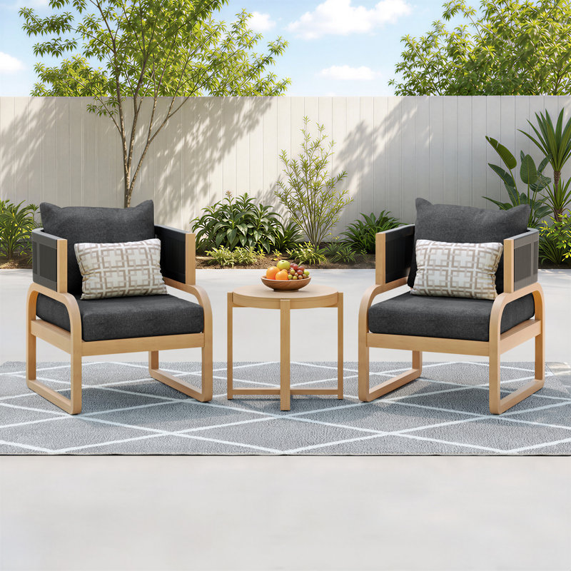 Ensemble de conversation d'extérieur 2 places avec coussins Rana, Structure brune / coussin en carbone Sunbrella Spe