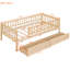Lit de jour simple avec deux tiroirs en noyer exquis - Ajoute une touche de rangement efficace en bois massif pour la chambre à coucher-130155463-130155461