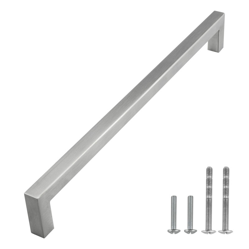Poignée carrée Classica Collection - Poignée d'armoire 12-5 / 8 po nickel brossé - Quincaillerie contemporaine pour tiroirs et armoires - paquet de 25