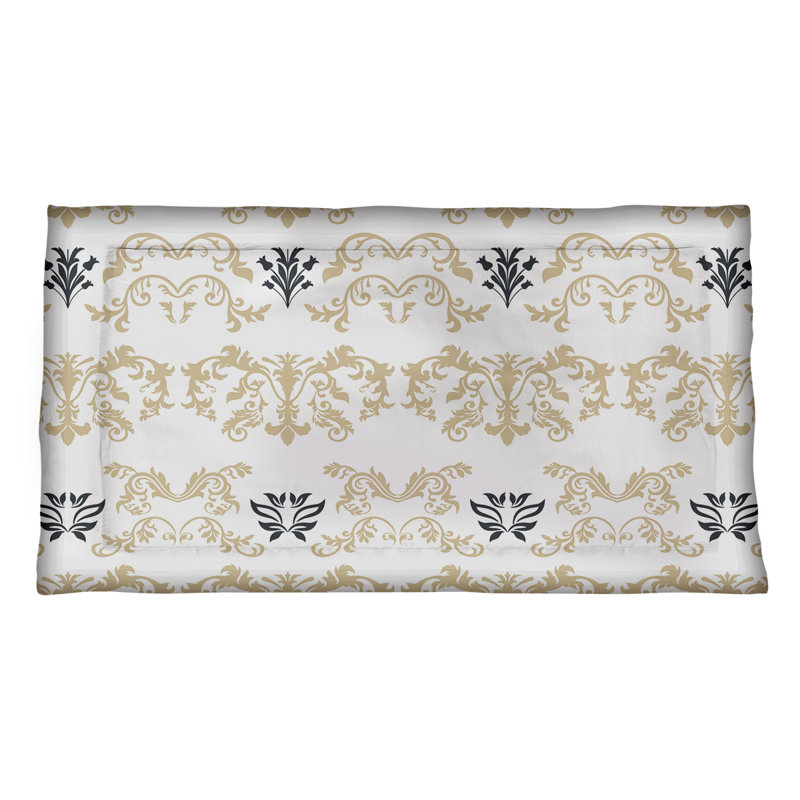 Football Baroque Pattern Pillow Sham, Standard, Microfiber, White/Gold/Black