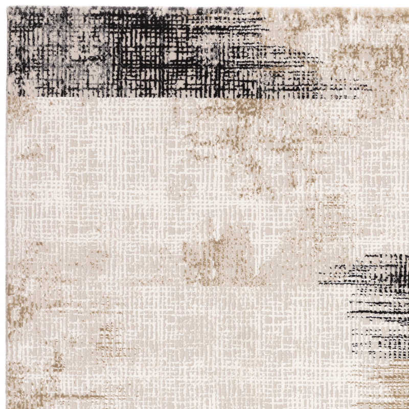 Abrienne Soft Shiny Lines Beige/Grey/Black Rug, Rectangle 160 x 230cm