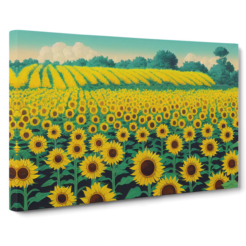 Entrancing Sunflower Field - Wrapped Canvas, 40cm H x 60cm W x 3cm D