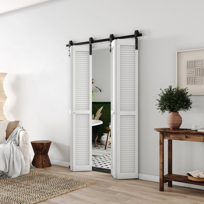 Louver Bi-fold Barn Door Finished Interior Doors Slab with Hardware Kit