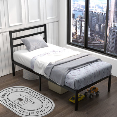 Zaliki Wood and Black Modern Metal Platform Bed Frame