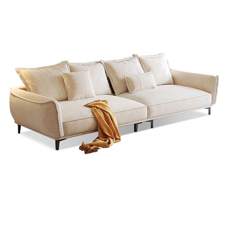 Canapé modulaire en velours blanc, L 94,49 po, Velours blanc