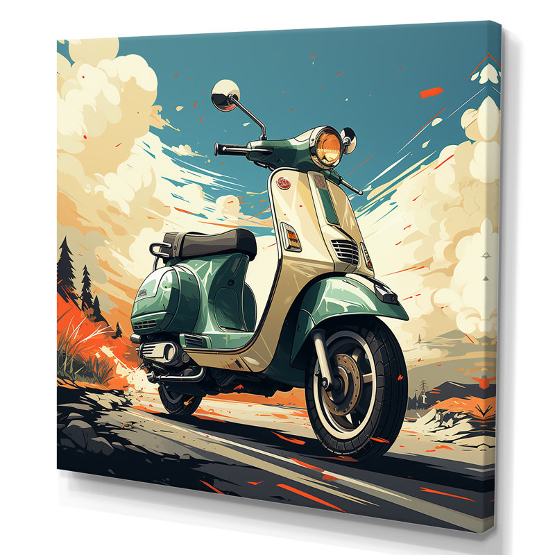 " Edgy Scooter Odyssey I ", 24" H x 24" W x 1" D, Wrapped Canvas