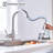 JS Pull Down Single Handle Kitchen Faucet with Deck Plate 3 Spray Modes Eco Water Saving-86643911