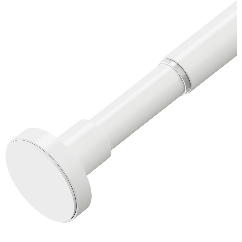 48cm Straight Tension Shower Curtain Rod & Hook Set, White