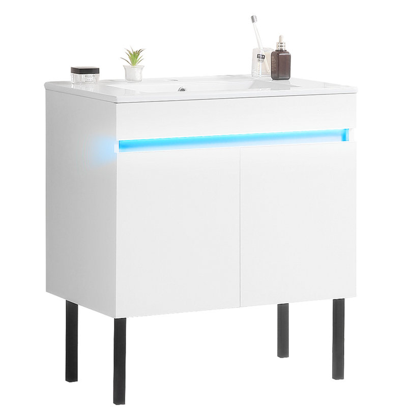 30.09'' Single Bathroom Vanity with Ceramic Top, White
