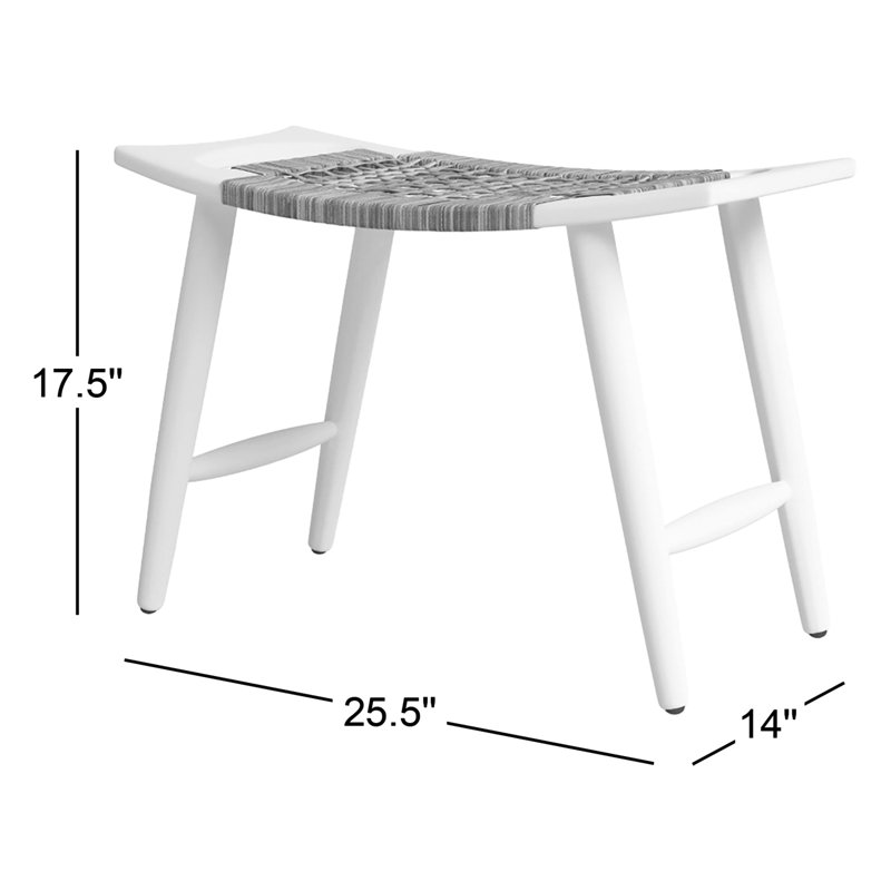Tristan Natural Wood & Rattan Stool, Black